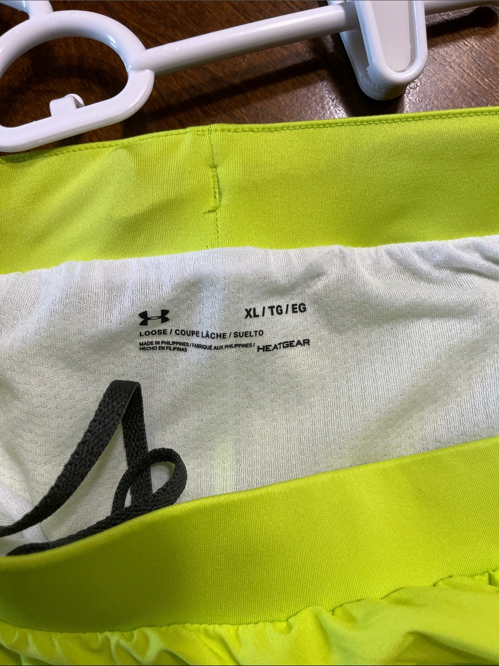 Under Armour Neon Yellow Athletic Running Shorts with Black Trim - Picture 2 of 2